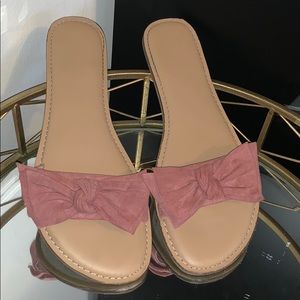 Coral colored bow sandals